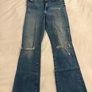 MOTHER Flare Jeans in Distressed Blue